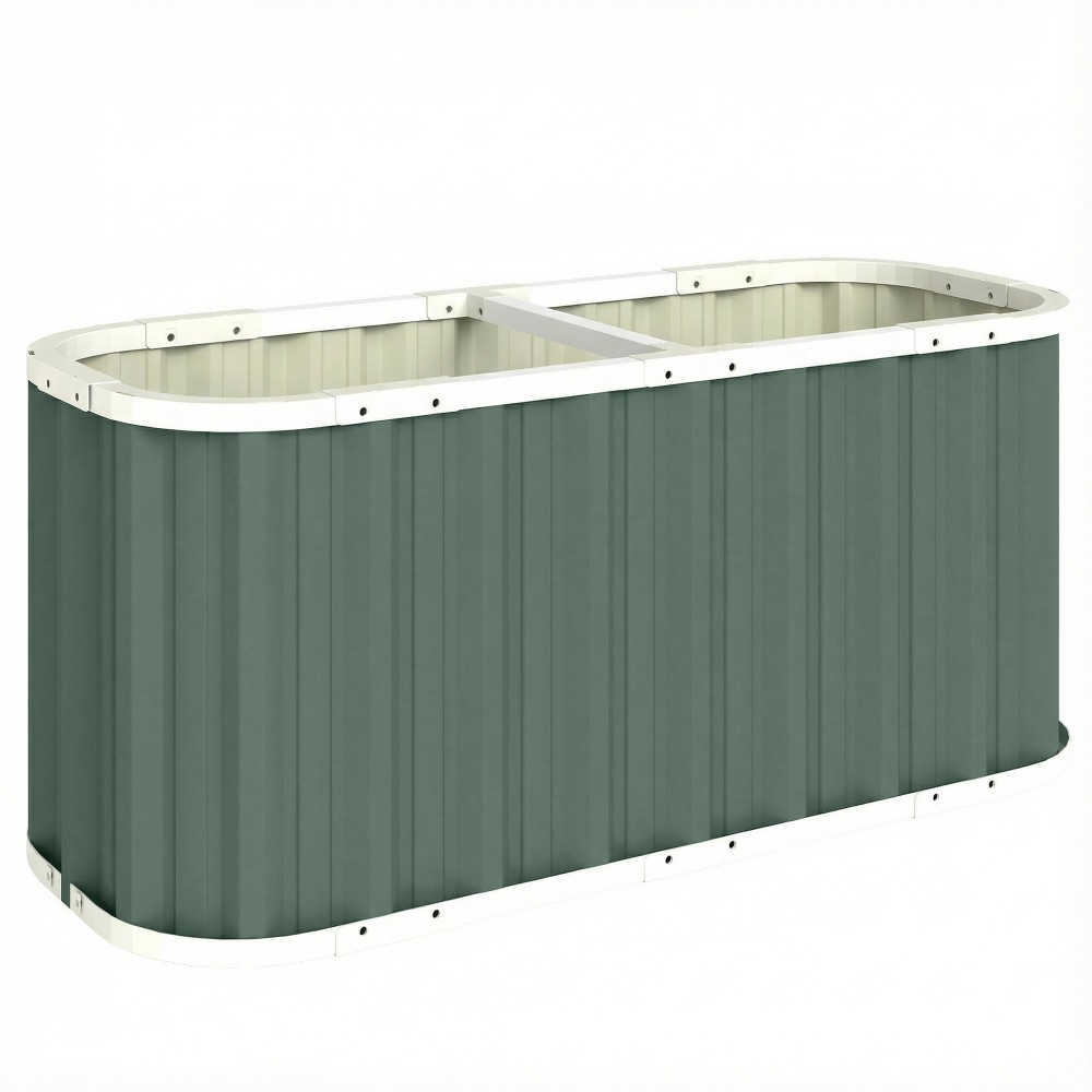 Υπερυψωμένο κρεβάτι μεταλλικό 136 x 53 x 61 cm κρεβάτι κήπου βάθους με προστατευτικές άκρες ετικέτες φυτών γάντια ανοιχτό έδαφος