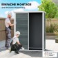 Υπόστεγο εργαλείων 0,8m², υπόστεγο εργαλείων με πτυσσόμενα ράφια, πλαστικό 134 x 68,5 x 170 cm με βάση διπλής πόρτας που κλειδώνει