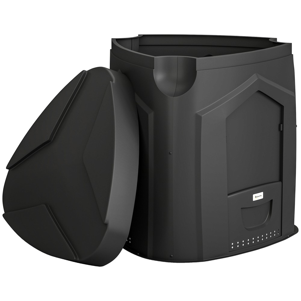 240L Garden Composter, Τριγωνικός Κάδος Κομποστοποίησης με 3 Πόρτες, Μαύρος