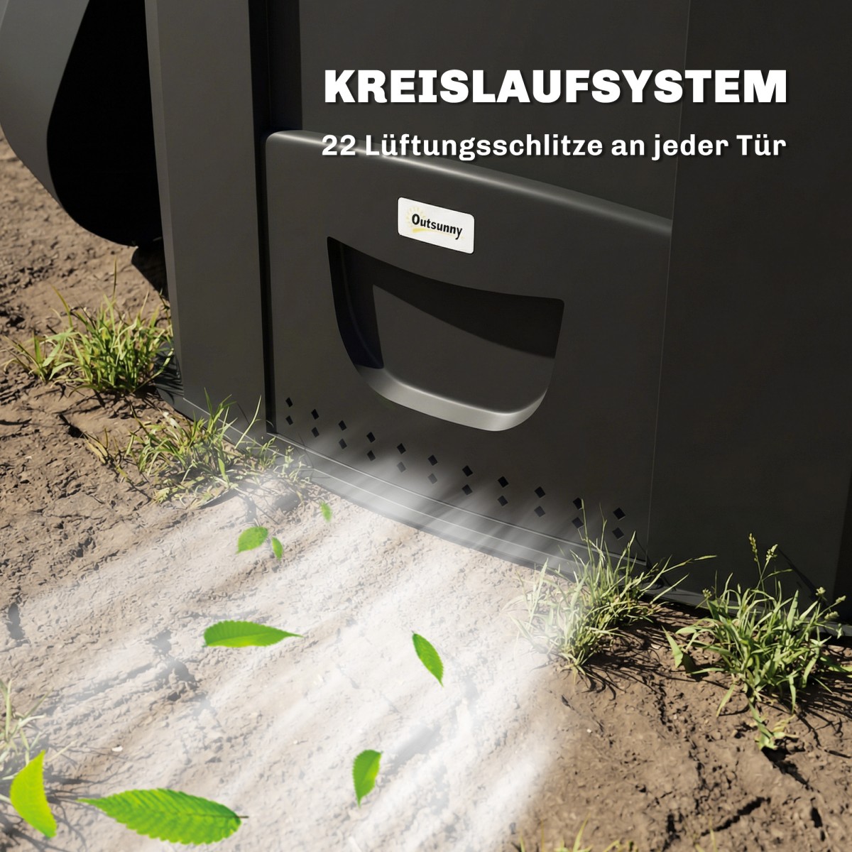 240L Garden Composter, Τριγωνικός Κάδος Κομποστοποίησης με 3 Πόρτες, Μαύρος