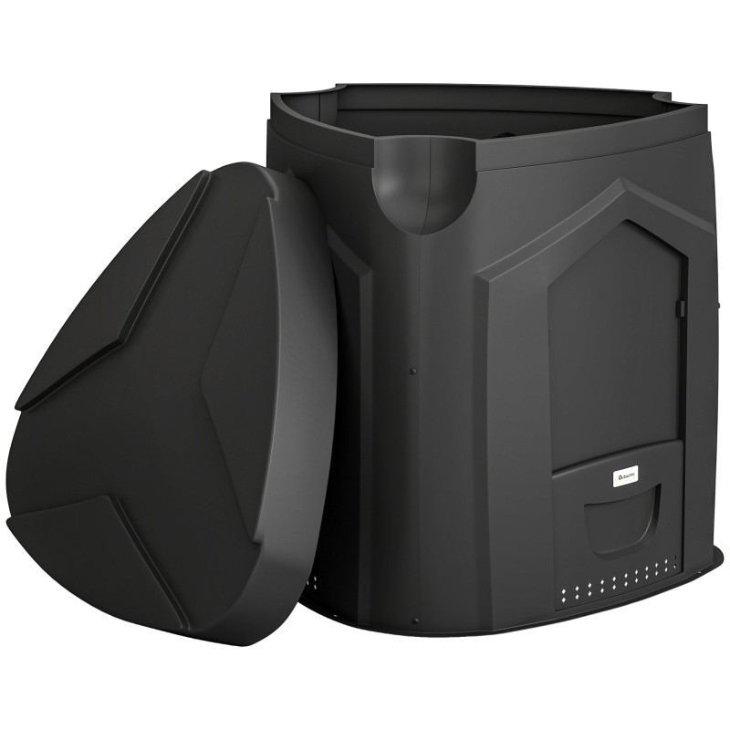 240L Garden Composter, Τριγωνικός Κάδος Κομποστοποίησης με 3 Πόρτες, Μαύρος