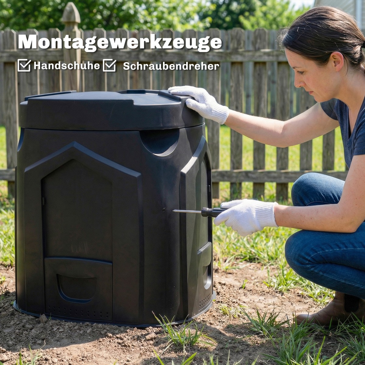 240L Garden Composter, Τριγωνικός Κάδος Κομποστοποίησης με 3 Πόρτες, Μαύρος