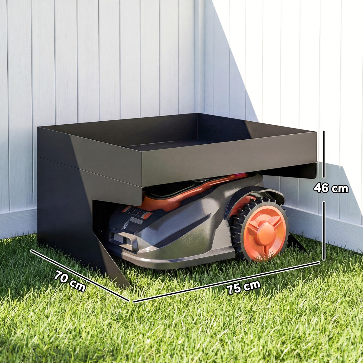Robotic Lawnmower Garage Steel 75 x 70 x 46 cm Robotic Lawnmower Garage with Plant Box Μαύρο