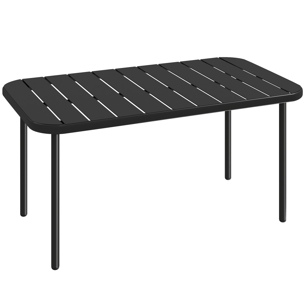 Τραπεζάκι σαλονιού εξωτερικού χώρου, αδιάβροχο ορθογώνιο μεταλλικό τραπέζι βεράντας με πηχάκι τραπεζιού για εξωτερική χρήση