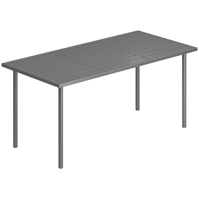 Τραπέζι κήπου 165 x 80 cm για 6 άτομα Τραπέζι φαγητού με επιτραπέζιο σκελετό από ατσάλι, ορθογώνιο
