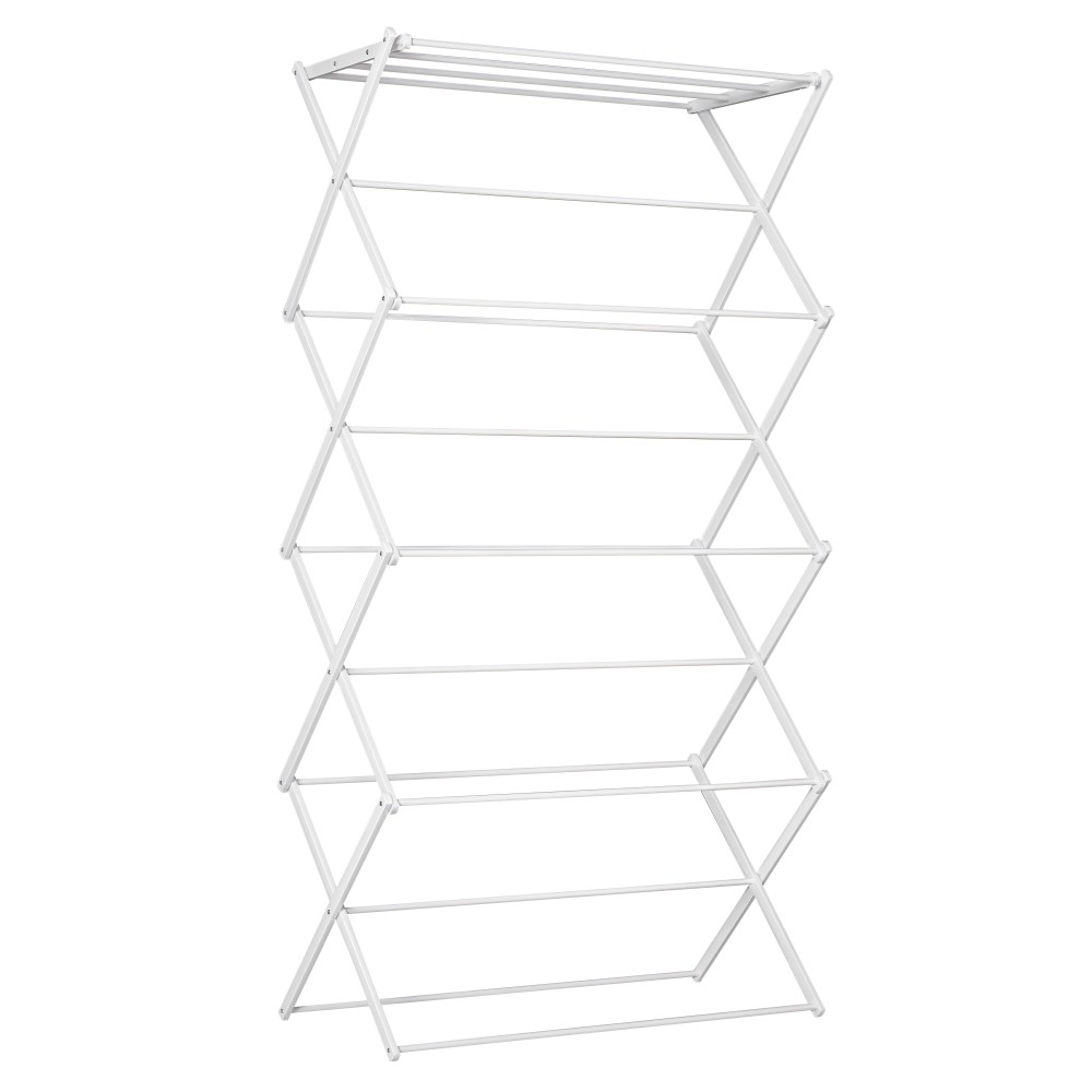 HOMCOM Στεγνωτήριο ρούχων αναδιπλούμενο, 8 επιπέδων, πύργος στεγνώματος, μεταλλικό, πλαστικό, λευκό, 74 x 35 x 144 εκ.