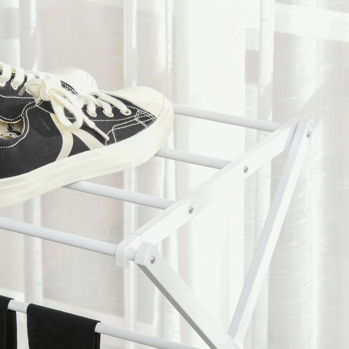Πτυσσόμενο ράφι ρούχων Airer 8 επιπέδων Drying Rack Tower Dryer Tower Clothes Airer Drying Rack Μεταλλικό Πλαστικό Λευκό 74 x 35 x 144 cm