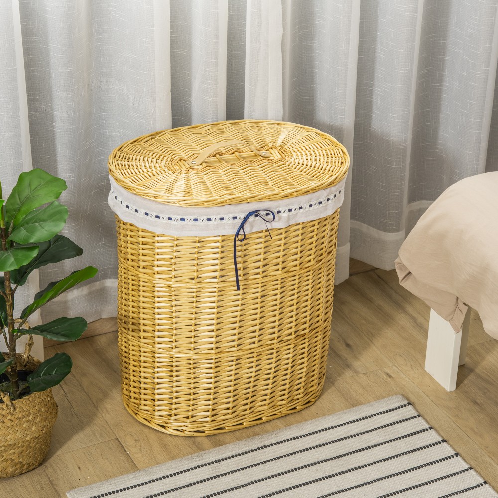 Willow καλάθι πλυντηρίου με καπάκι κάλυμμα πλυντηρίου με λαβή, αφαιρούμενη τσάντα πλυντηρίου, καλάθια πλυντηρίων ρούχων Κουτί πλυντηρίου για μπάνιο πλυντήριο ρούχων Υπνοδωμάτιο Natural