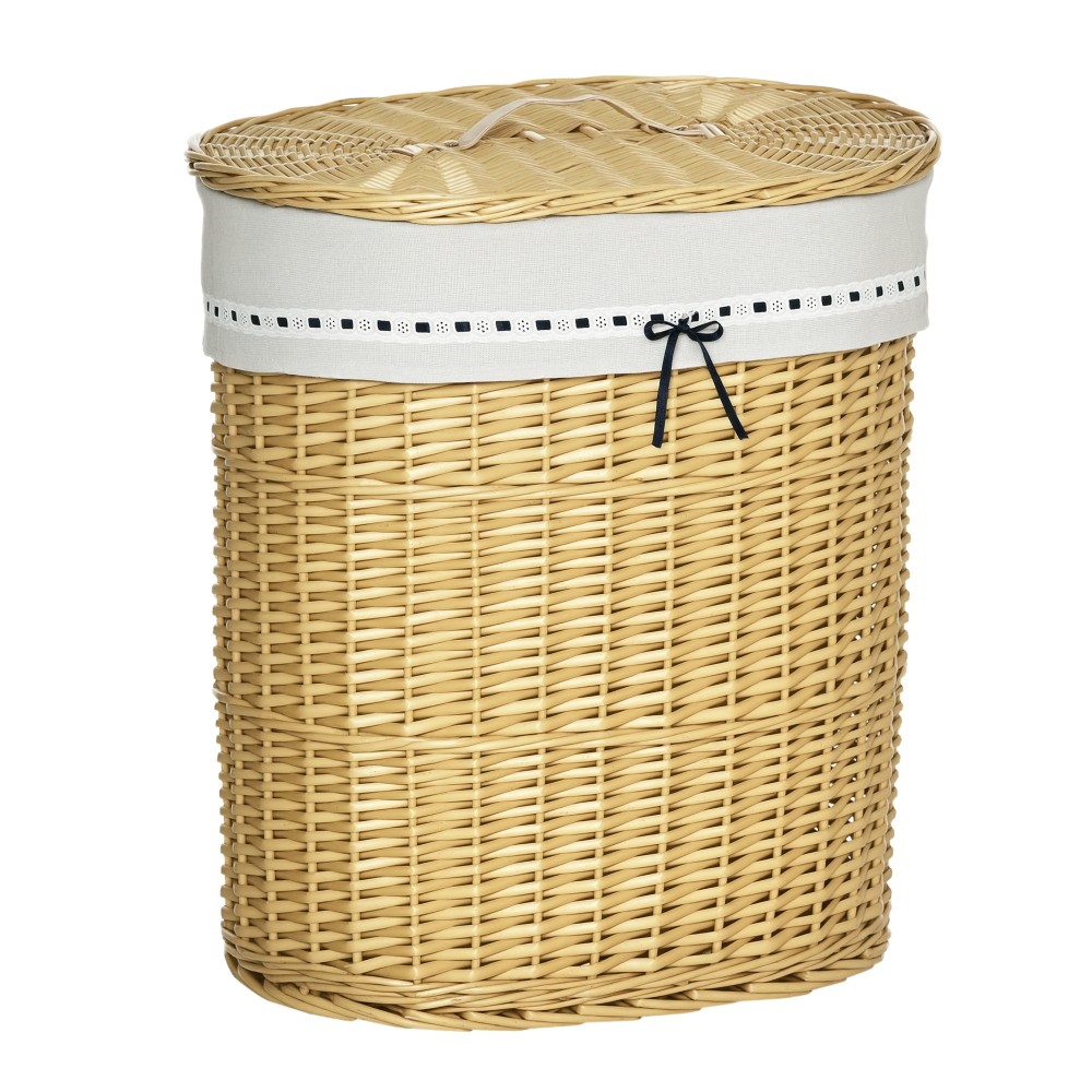 Willow καλάθι πλυντηρίου με καπάκι κάλυμμα πλυντηρίου με λαβή, αφαιρούμενη τσάντα πλυντηρίου, καλάθια πλυντηρίων ρούχων Κουτί πλυντηρίου για μπάνιο πλυντήριο ρούχων Υπνοδωμάτιο Natural