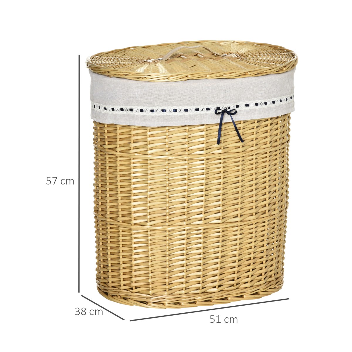 Willow καλάθι πλυντηρίου με καπάκι κάλυμμα πλυντηρίου με λαβή, αφαιρούμενη τσάντα πλυντηρίου, καλάθια πλυντηρίων ρούχων Κουτί πλυντηρίου για μπάνιο πλυντήριο ρούχων Υπνοδωμάτιο Natural