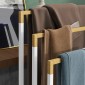 Σετ κρεμάστρα για πετσέτες 3 ράγες για πετσέτες, βιομηχανικό σχέδιο, μπαμπού, 45 x 22,5 x 86 cm, λευκό + φυσικό