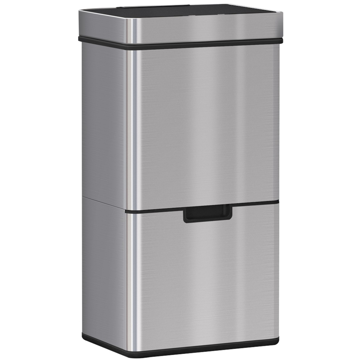 Κάδος σκουπιδιών με αισθητήρα 47L + 2 x 12,5L αυτόματος κάδος απορριμμάτων με αισθητήρα κίνησης, αδιάβροχο σύστημα διαχωρισμού απορριμμάτων από ανοξείδωτο χάλυβα για κουζίνα ασήμι