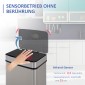 Κάδος σκουπιδιών με αισθητήρα 47L + 2 x 12,5L αυτόματος κάδος απορριμμάτων με αισθητήρα κίνησης, αδιάβροχο σύστημα διαχωρισμού απορριμμάτων από ανοξείδωτο χάλυβα για κουζίνα ασήμι