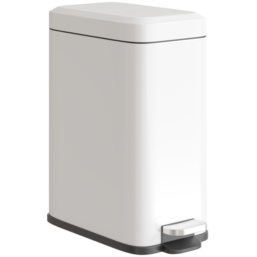Μεταλλικός κάδος απορριμμάτων χωρητικότητας 5 λίτρων με πεντάλ ποδιού με εσωτερικό κάδο λευκό