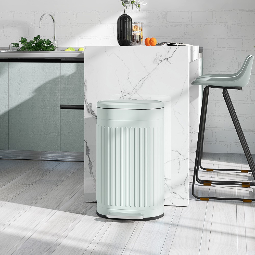 Κάδος σκουπιδιών 30L Κάδος πεντάλ με πεντάλ ποδιού καπακιού αφαιρούμενος εσωτερικός κάδος soft close 36,5 x 31,2 x 60,8 cm, πράσινο