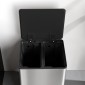 Κάδος απορριμμάτων με θήκες 2x20L, καπάκι με μαλακό κλείσιμο, προστασία από δακτυλικά αποτυπώματα, ανοξείδωτο ατσάλι, ασήμι