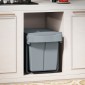 Επεκτάσιμος Κάδος Απορριμμάτων 2 x 20L Αφαιρούμενα δοχεία Πλαστικό Μεταλλικό Γκρι