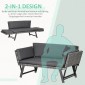 Καναπές κήπου Polyrattan 2θέσια έπιπλα κήπου καναπές σαλονιού πάγκος κήπου ξαπλώστρα κήπου πτυσσόμενα υποβραχιόνια ατσάλινο γκρι 129 x 63 x 67 cm