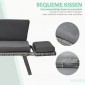 Καναπές κήπου Polyrattan 2θέσια έπιπλα κήπου καναπές σαλονιού πάγκος κήπου ξαπλώστρα κήπου πτυσσόμενα υποβραχιόνια ατσάλινο γκρι 129 x 63 x 67 cm