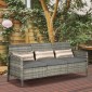 Καναπές Rattan με Μαξιλάρια, Τριθέσιος Καναπές Garden Lounge, Ατσάλι, Γκρι, 173 x 68 x 78 cm