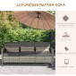 Καναπές Rattan με Μαξιλάρια, Τριθέσιος Καναπές Garden Lounge, Ατσάλι, Γκρι, 173 x 68 x 78 cm