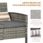 Καναπές Rattan με Μαξιλάρια, Τριθέσιος Καναπές Garden Lounge, Ατσάλι, Γκρι, 173 x 68 x 78 cm