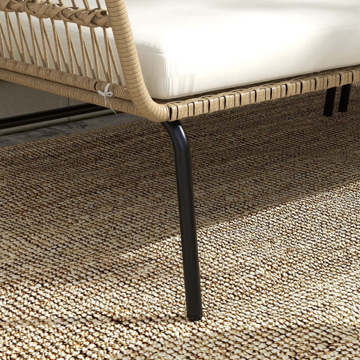 Σετ επίπλων σαλονιού για ομαδικά καθίσματα κήπου, PE rattan, 122 x 79 x 75 cm, φυσικό + κρεμ λευκό