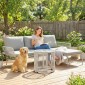 Σετ επίπλων κήπου Polyrattan, 3 τεμαχίων, σετ σαλονιού με σεζλόνγκ, διθέσιος καναπές, γυάλινο τραπέζι, αποσπώμενα μαξιλάρια