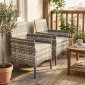 Σετ 2 καρέκλες κήπου έπιπλα κήπου polyrattan με 2 πολυθρόνες αφαιρούμενα μαξιλάρια ατσάλινο σκελετό γκρι