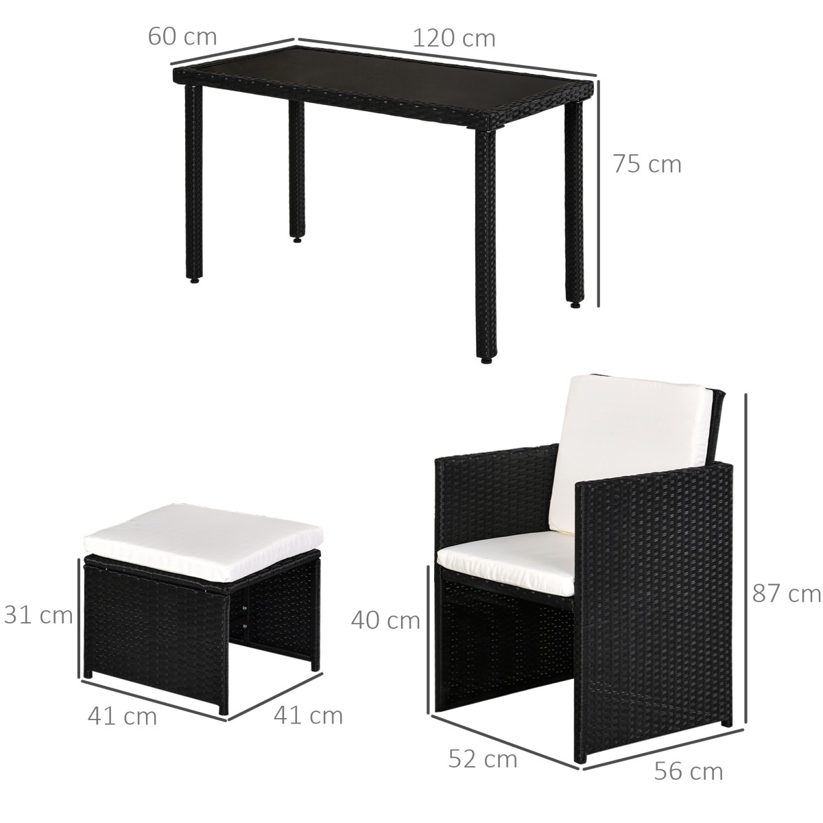 Ομάδα καθισμάτων Polyrattan, τραπεζαρία, σετ κήπου, 11 τεμαχίων με μαύρα μαξιλάρια