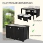 Ομάδα καθισμάτων Polyrattan, τραπεζαρία, σετ κήπου, 11 τεμαχίων με μαύρα μαξιλάρια