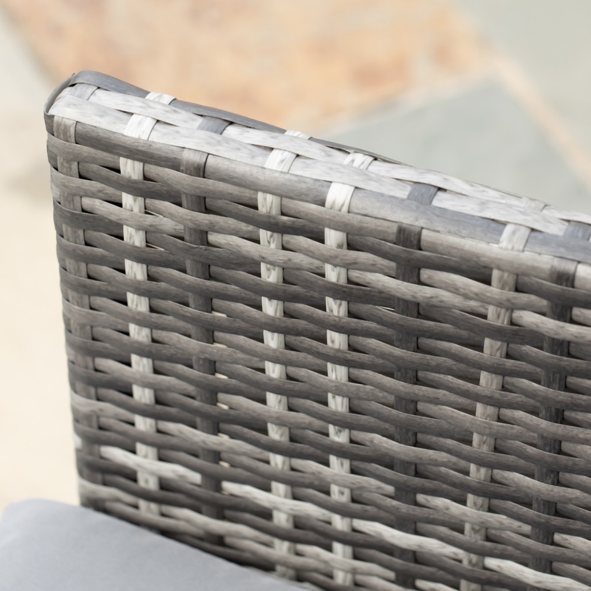 Ομάδα καθισμάτων Polyrattan για 4 άτομα, τραπεζαρία, σετ κήπου με μαξιλάρια, γκρι
