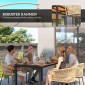 Σετ Έπιπλα Κήπου 5 τεμαχίων 4 Καρέκλες 1 Επιτραπέζιο Faux Rattan Steel Frame που πλένεται Μαξιλάρια Patio Khaki