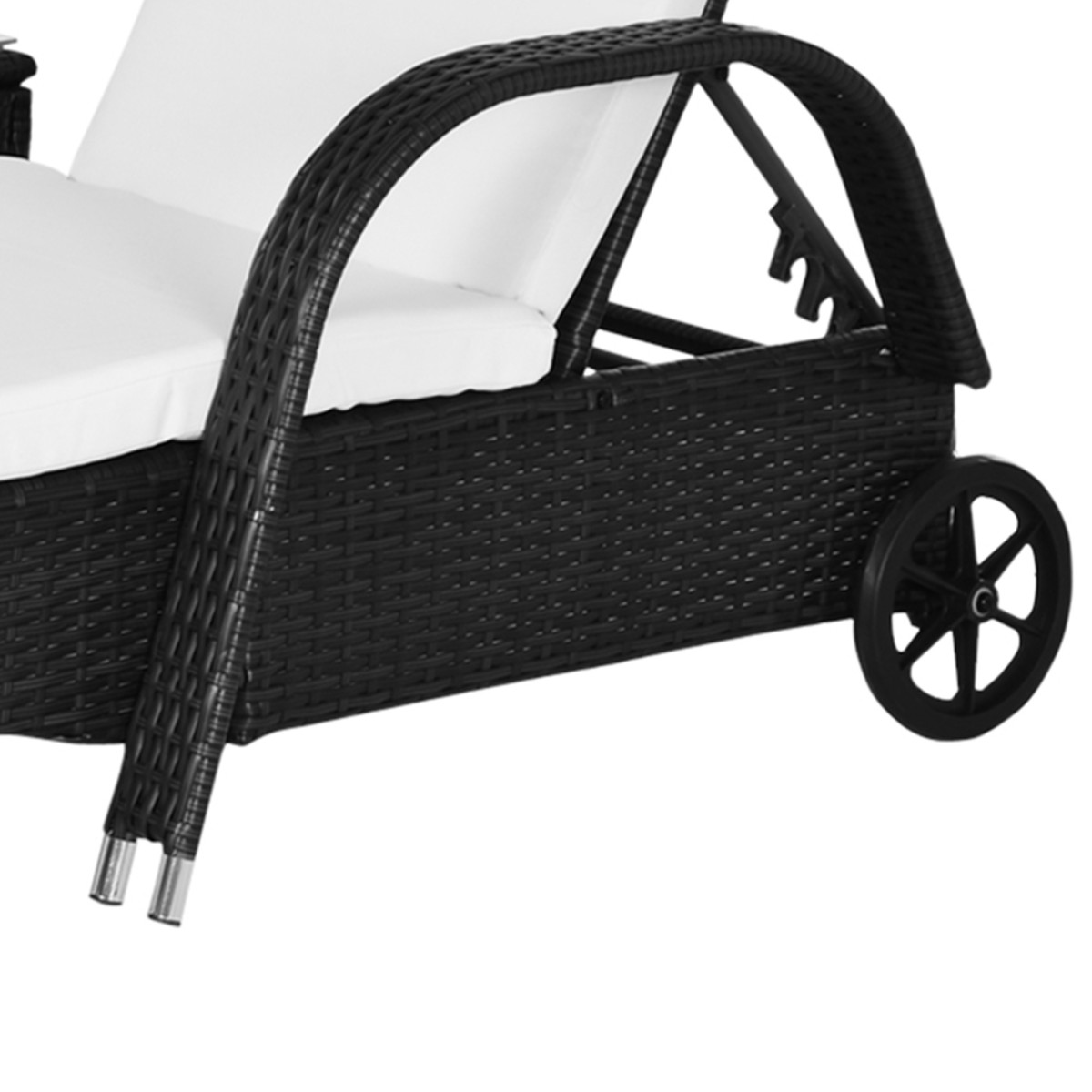 Τραπέζι ξαπλώστρας κήπου σετ με 3 έπιπλα κήπου, πολυ ρατάν + μέταλλο μαύρο + κρεμ λευκό