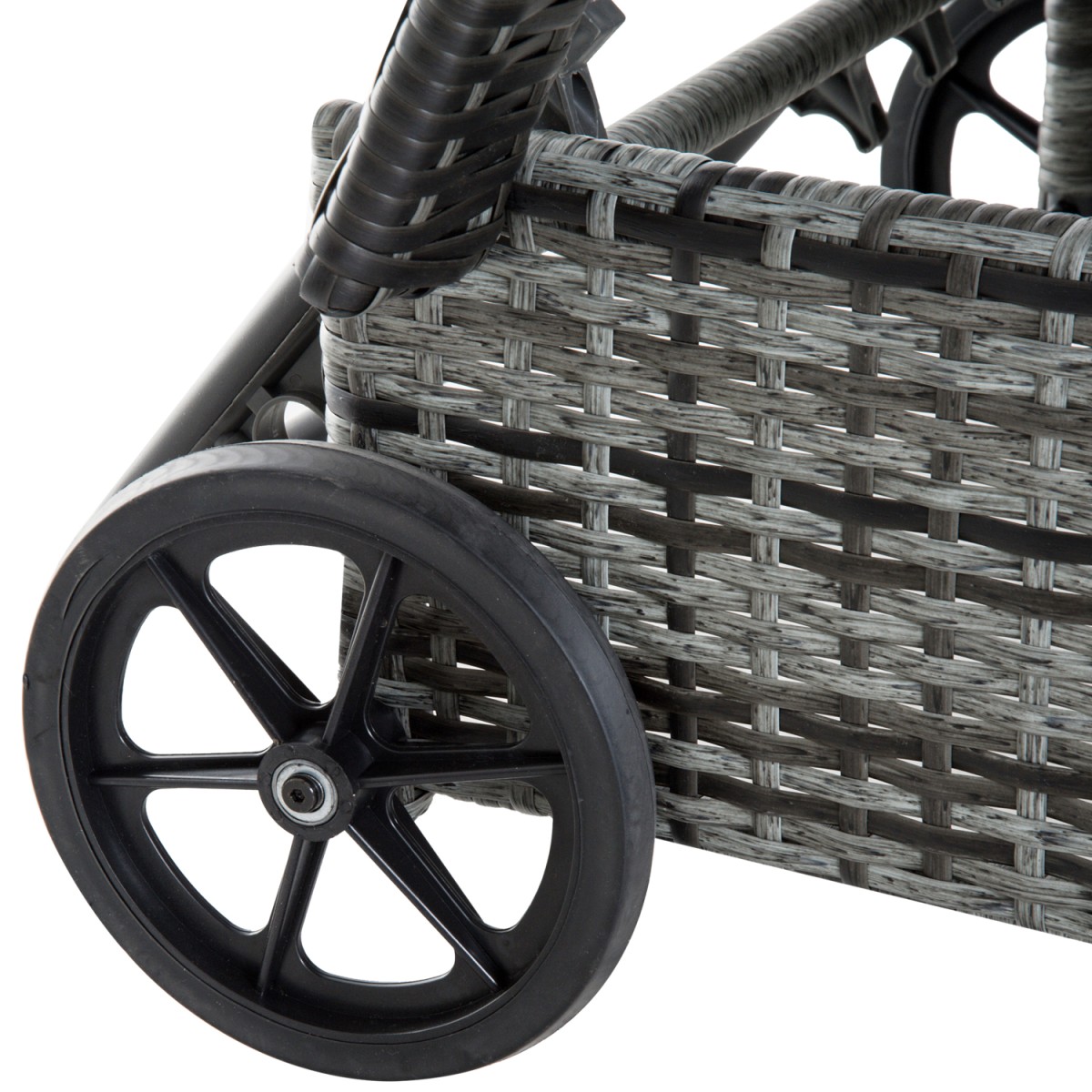 Τραπέζι ξαπλώστρας κήπου σετ 3 επίπλων κήπου, πολυρατάν + μεταλλικό γκρι