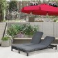 Ξαπλώστρα Polyrattan διπλή ξαπλώστρα ξαπλώστρα κήπου για 2 άτομα ξαπλώστρα χαλάρωσης πολυτελές σαλόνι 5 επιπέδων πλάτη μεταλλικό PE rattan γκρι 196 x 120 x 28 cm
