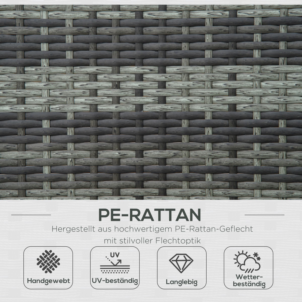 Ξαπλώστρα Polyrattan διπλή ξαπλώστρα ξαπλώστρα κήπου για 2 άτομα ξαπλώστρα χαλάρωσης πολυτελές σαλόνι 5 επιπέδων πλάτη μεταλλικό PE rattan γκρι 196 x 120 x 28 cm