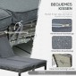 Ξαπλώστρα Polyrattan διπλή ξαπλώστρα ξαπλώστρα κήπου για 2 άτομα ξαπλώστρα χαλάρωσης πολυτελές σαλόνι 5 επιπέδων πλάτη μεταλλικό PE rattan γκρι 196 x 120 x 28 cm