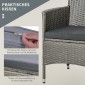 Σετ επίπλων κήπου Polyrattan, έπιπλα εξωτερικού χώρου σαλονιού για 2 άτομα, ομάδα καθισμάτων 3 τεμαχίων, 2 καρέκλες, μαξιλάρια τραπεζοκαθισμάτων, σαλόνι κήπου για κήπο, βεράντα, μπαλκόνι, γκρι