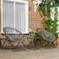 Σετ έπιπλα κήπου 3 τεμαχίων Rattan Look 2 καρέκλες 1 τραπέζι πτυσσόμενο γκρι