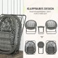 Σετ έπιπλα κήπου 3 τεμαχίων Rattan Look 2 καρέκλες 1 τραπέζι πτυσσόμενο γκρι
