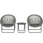 Σετ έπιπλα κήπου 3 τεμαχίων Rattan Look 2 καρέκλες 1 τραπέζι πτυσσόμενο γκρι