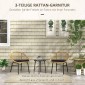 Σετ αυλής Rattan, σετ επίπλων κήπου, 2 πολυθρόνες & τραπέζι, κίτρινο