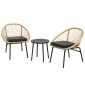 Σετ αυλής Rattan, σετ επίπλων κήπου, 2 πολυθρόνες & τραπέζι, κίτρινο