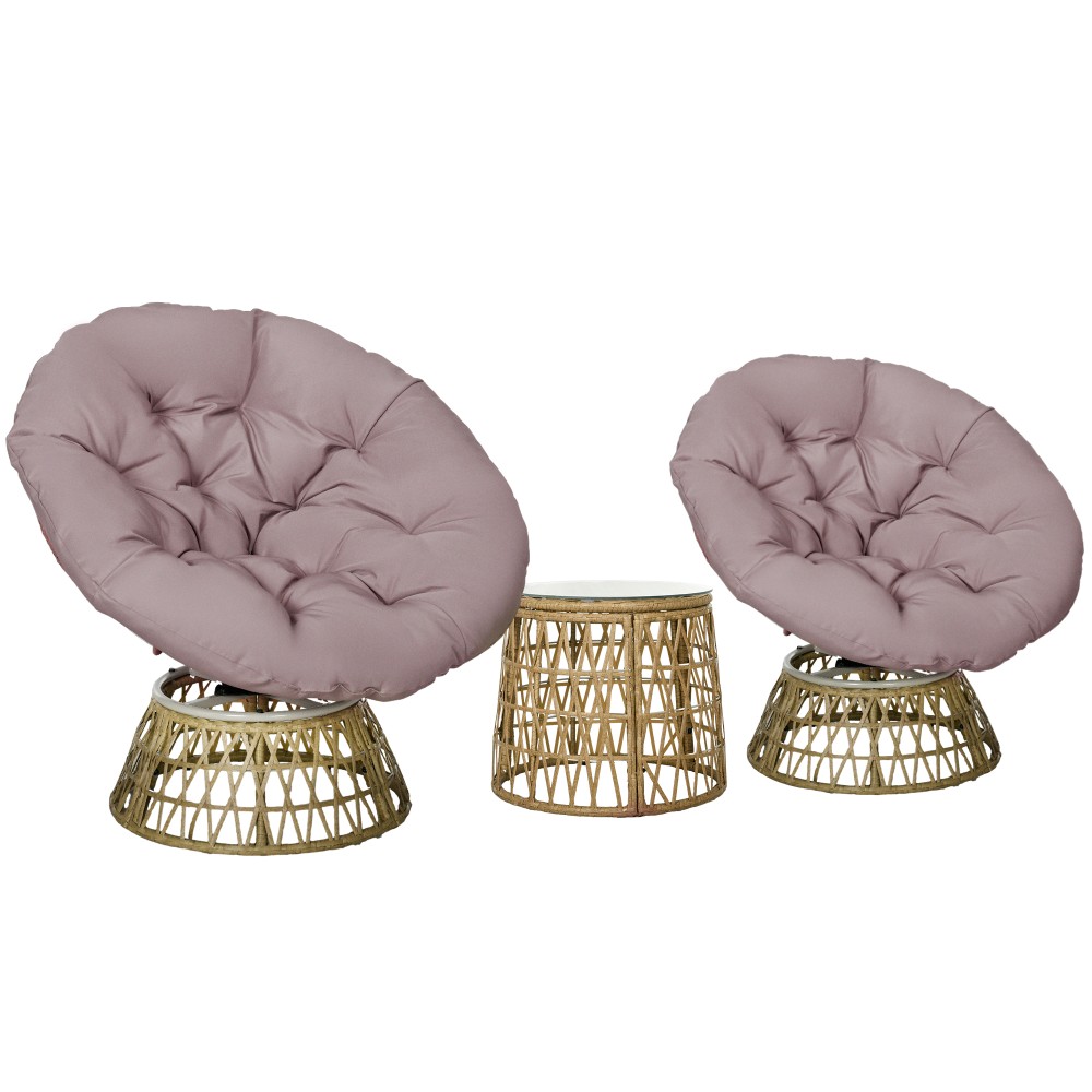 Σετ μπιστρό σετ μπαλκονιού Σετ αίθριο, ανθεκτικό στις καιρικές συνθήκες, αφαιρούμενα μαξιλάρια, 85 cm x 70 cm x 82 cm, φυσικό + ανοιχτό καφέ