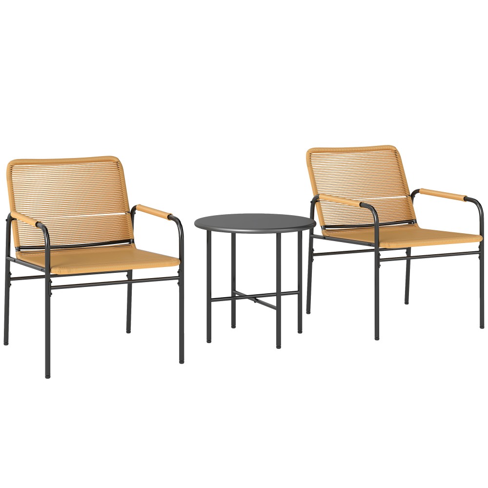 3 τεμ. Σετ μπιστρό Rattan, ομάδα καθιστικών, σετ κήπου με 2 καρέκλες κήπου, τραπεζάκι σαλονιού 54 x 66 x 76 cm κίτρινο