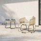 Σετ μπιστρό Rattan Σετ επίπλων κήπου FSC 3 τεμαχίων με 2 πολυθρόνες, ξύλινο τραπέζι με πηχάκια, χοντρά μαξιλάρια που πλένονται, ατσάλινο σκελετό