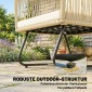 Σετ μπιστρό Rattan Σετ επίπλων κήπου FSC 3 τεμαχίων με 2 πολυθρόνες, ξύλινο τραπέζι με πηχάκια, χοντρά μαξιλάρια που πλένονται, ατσάλινο σκελετό