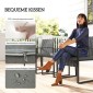 Σετ μπιστρό Rattan, σετ επίπλων κήπου 3 τεμαχίων με 2 καρέκλες κήπου, τραπεζάκι σαλονιού, αφαιρούμενα μαξιλάρια σκούρο γκρι