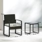 Σετ μπιστρό Rattan, σετ επίπλων κήπου 3 τεμαχίων με 2 καρέκλες κήπου, τραπεζάκι σαλονιού, αποσπώμενα μαξιλάρια κρεμ λευκό